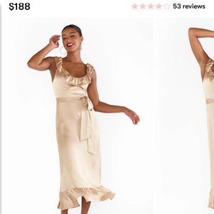 MUMU Champagne Luxe Satin Alexis midi dress